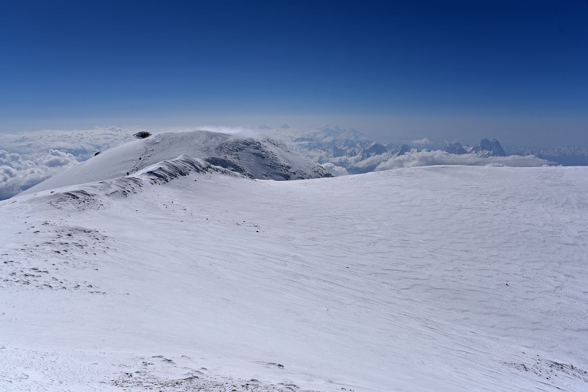13C Mount Elbrus East Peak And West Summit Plateau Towards West Peak South Summit With Mount Ushba From Mount Elbrus West Main Peak Summit 5642m